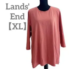 Lands' End 【XL】長袖Tシャツ チュニック ピンク シンプル