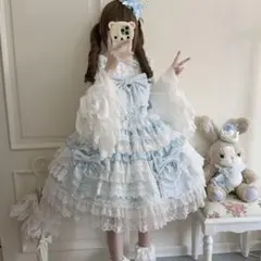 シャルミエール ブリリアントローズジャンパースカート サックス
