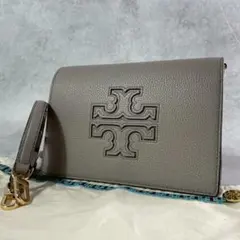 ✨美品✨トリーバーチ　ショルダーバッグ ウォレット　Tロゴ　レザー　グレージュ