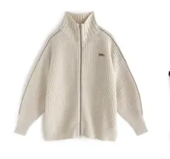 アイボリー ジップアップ ニット セーター