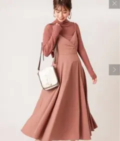 最終値下げ　ナチュラルクチュール バックリボンキャミワンピース モカ