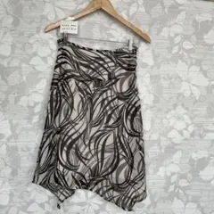 ELLE抽象波模様 フレアスカート ひざ丈