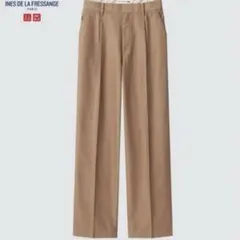 美品 UNIQLO×イネス　コットンワイドパンツ　ベージュ　タック入り　M