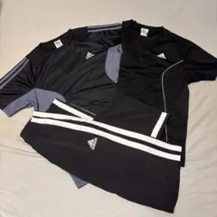 adidas スポーツ Tシャツ2着とハーフパンツセット　ブラック/グレー
