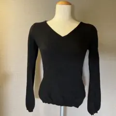 美品【INED】カシミヤ100% Vネックニット(9号)パフスリーブ 極上肌触り