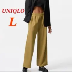 ユニクロ　スウェットワイドパンツ　丈長め　リラックス　ドロスト　ブラウン　L