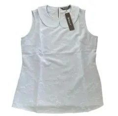 ✨売り切りSALE✨　タンクトップ　水色　丸襟　S ノースリーブ　リメイク