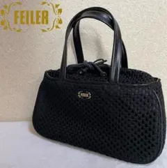 美品✨フェイラー　ハンドバック　巾着　花柄　ブラック　希少デザイン