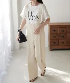 DISCOAT【WEB限定】コットンツイルサロペット白アイボリーM