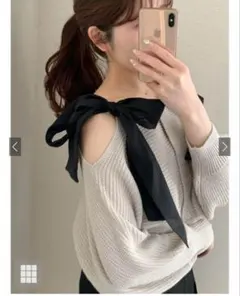 【ご専用】ショルダーリボンオフショルラメニットカーディガン(gn334) /