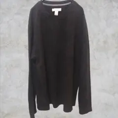 【日本L〜XL】プルオーバー クルーネック 長袖 黒 ポリエステル ルームウェア