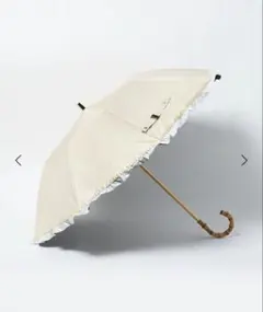 アシーナニューヨーク晴雨兼用 バンブーハンドル フリル 折りたたみ傘のサムネイル