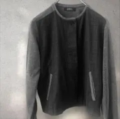 ヒューマンウーマン ジャケット カーディガン ブルゾン M ニット グレー 紺