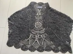 美品　組曲　レース編み ブラック ボレロ