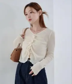 【美品】kastane フロントシャーリングTee