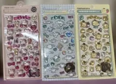 キティ・シナモロール ・プリンの硬いぷくぷくシール　3枚セット