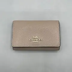 極美品✨️訳あり コーチ キーケース 5連 ロゴ キーリング レザー ベージュ