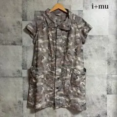 i+mu センソユニコꕤハイネックロングワンピース ビックシルエット 花