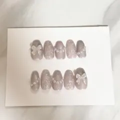 ネイルチップ バレリーナ ピンク マグネット リボン パール フレンチガーリー