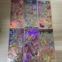 グリッターシール 6枚セット　シャカシャカシール　ぷっくりシール