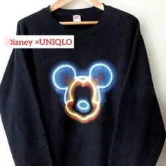 Disney ×UNIQLO UT　ミッキーマウス ネオン風スウェット 黒XL