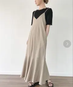 【美品】JUNOAH リネンマーメイドスカートサロペット アイボリー