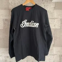 新品 Indian フェルト刺繍 ヘビーウェイト 長袖Tシャツ ブラック Lのサムネイル