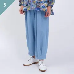 marble sud 綿麻デニム 裾タックパンツのサムネイル
