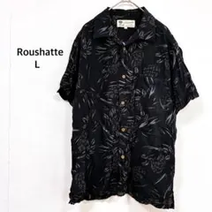 Roushatte ルーシャット◉アロハシャツ L ブラック 総柄 パイナップル