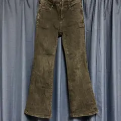 【GU】 デニムフレアパンツ ブラック