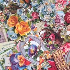 処分　ビンテージフラワー　コラージュ素材　ダイカット　ジャンクジャーナル