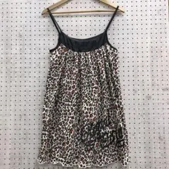 WORLD WIDE LOVE！古着 ヒョウ柄 英字プリント キャミワンピースのサムネイル