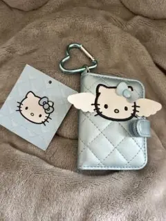 ハローキティ　 ミニチュアキルト　 手帳形ダブルミラー ブルー