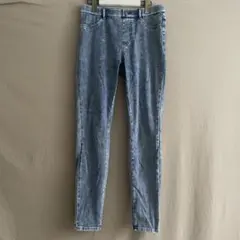 P00841 ユニクロ　霜降り　ライトブルー　スーパーストレッチ　レギンスパンツ