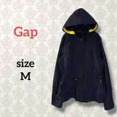 ギャップ【M】マウンテンフードパーカー ブルゾン ネイビー 比翼仕立て ドロスト