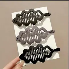 バナナクリップ ヘアクリップ シンプル 3個セット ヘアアクセサリー