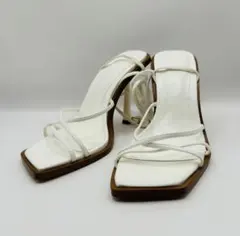 ZARA ザラ ホワイト ストラップ ハイヒール パンプス レザー 38