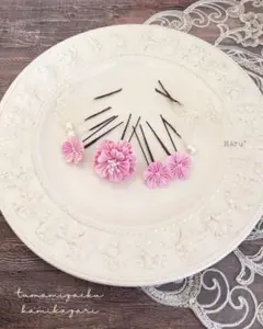 【さくらセット】桜のつまみ細工とカスミソウの髪飾り七五三 成人式 卒業式②