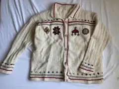 刺繍入り カウチン　柄　ニット