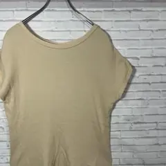 LIP STAR リブ編み ワッフル生地 半袖Tシャツ ベージュ Mサイズのサムネイル