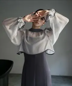 【GIRL】LLsize シアーフリルブラウス・キャミソールワンピースレイヤード