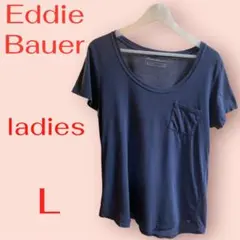 エディーバウアー レディースTシャツ L 濃紺 コットン100％ ゆったり
