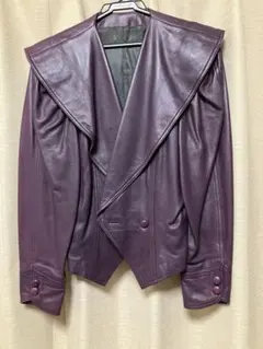 パープル ダブルブレスト レザージャケット