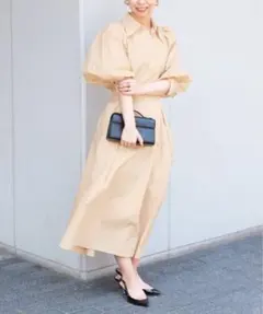 【新品】ヴェルメイユパーイエナ　ラップタックワンピース　ベージュ