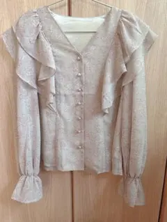 earth music&ecology フリル付き長袖ブラウス