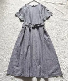 美品☆ オールドイングランド リネン100% フレアワンピース 半袖 S～M 