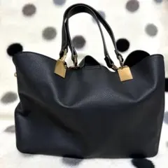 nano universe ハンドバッグ　黒 ゴールド金具