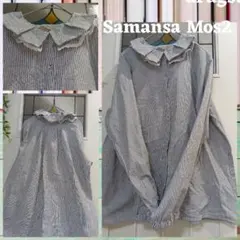 よ*ん様 ✰Samansa Mos2 ストライプ柄フリル襟長袖シャツ
