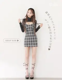 チェック柄2WAYキャミワンピース　れみれみドレス