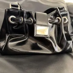 【美品】SAMANTHAVEGA エナメル ハンドバッグ ブラック